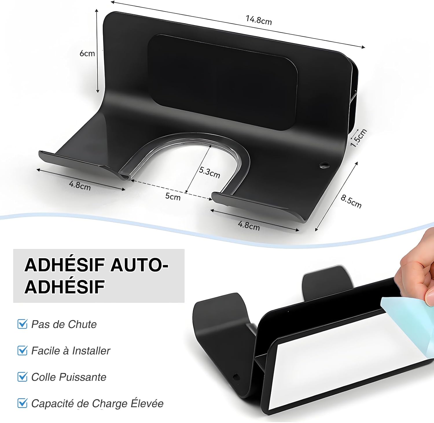 Support sèche-cheveux sans perçage : rangement élégant en aluminium pour les hôtels et chambres de bain – Image 3