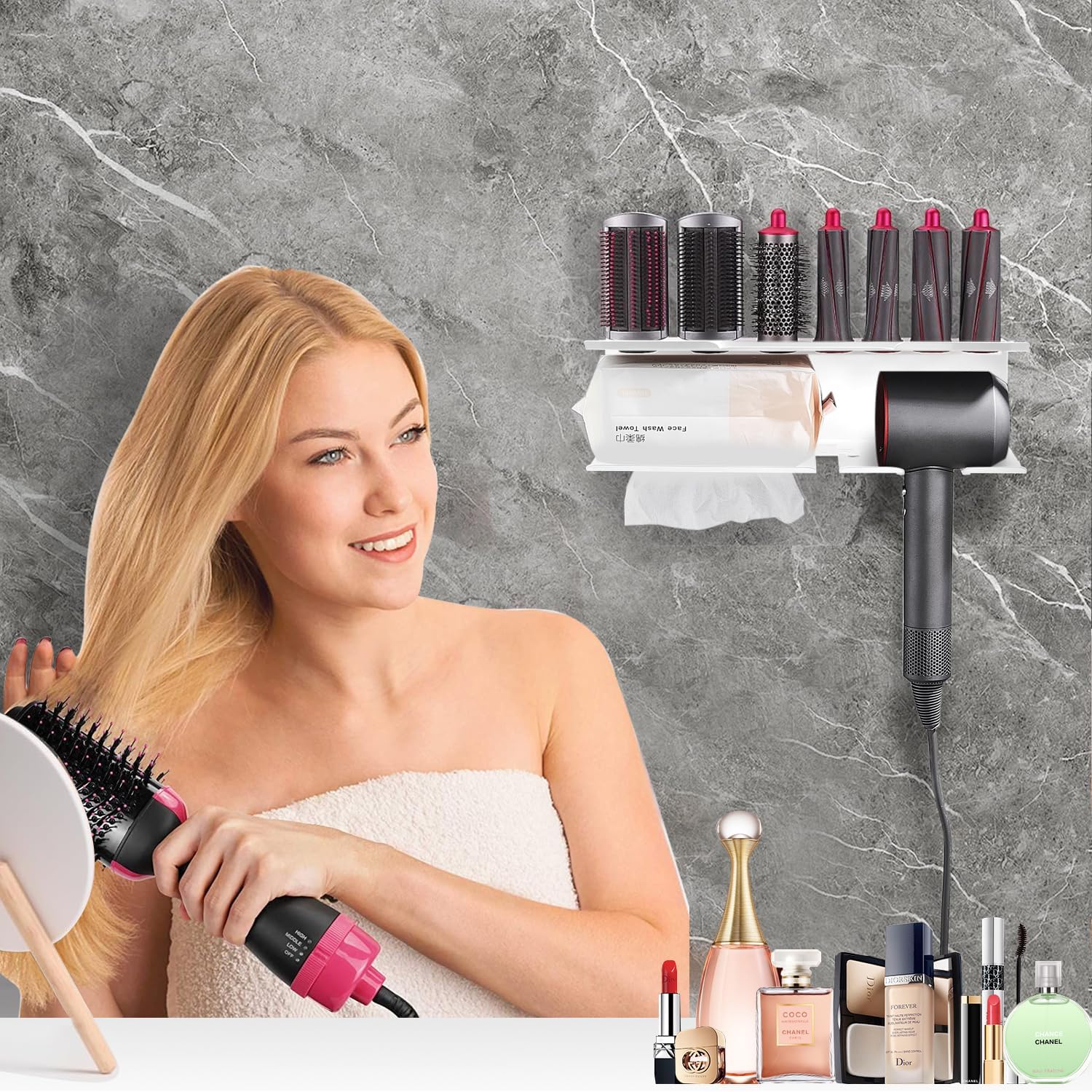 Support 2 en 1 pour Dyson Airwrap : l’accessoire indispensable pour une salle de bain élégante et organisée – Image 6