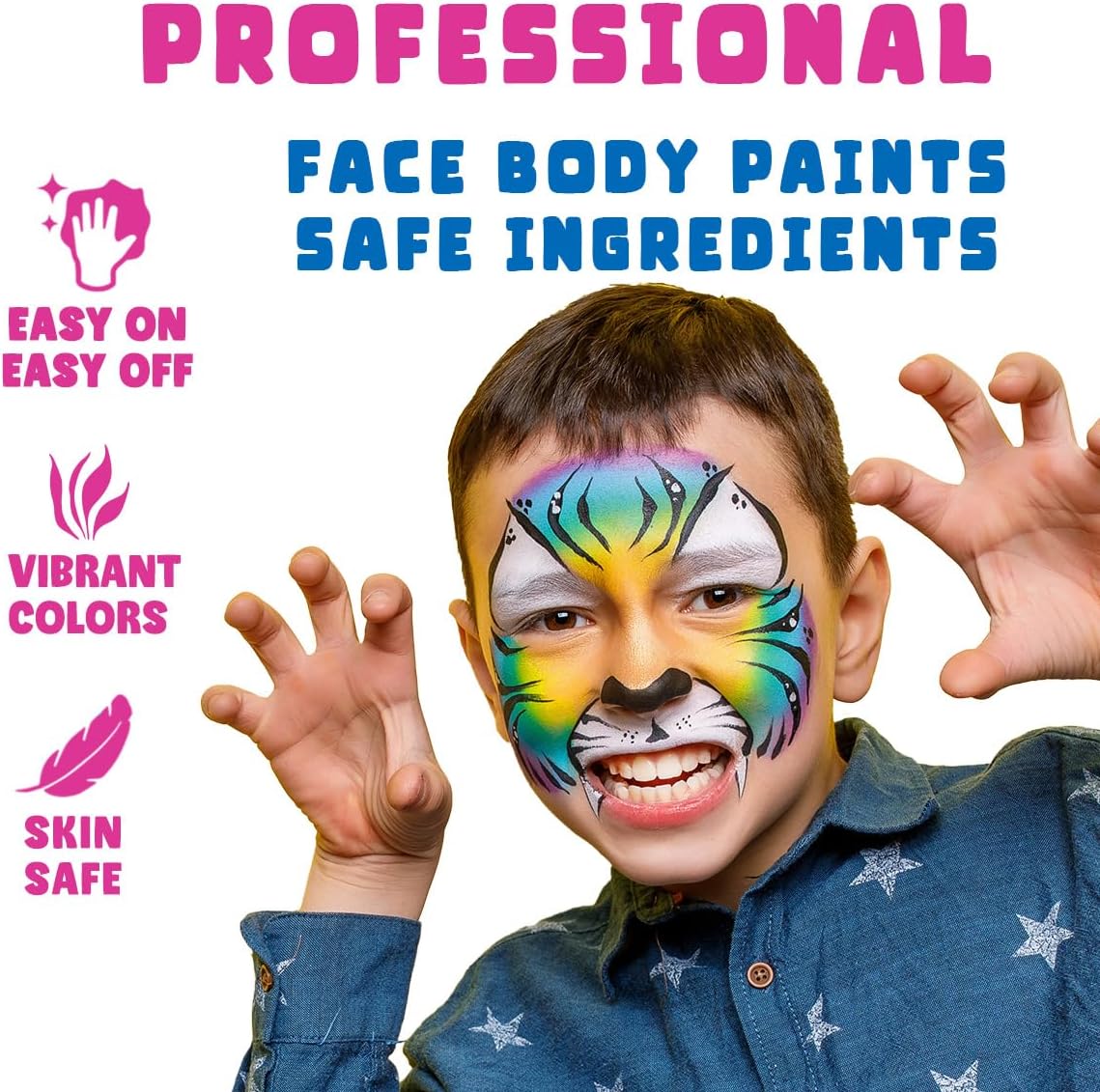 Kit de peinture faciale professionnelle pour enfants et adultes : créez des œuvres d'art colorées en toute sécurité – Image 2