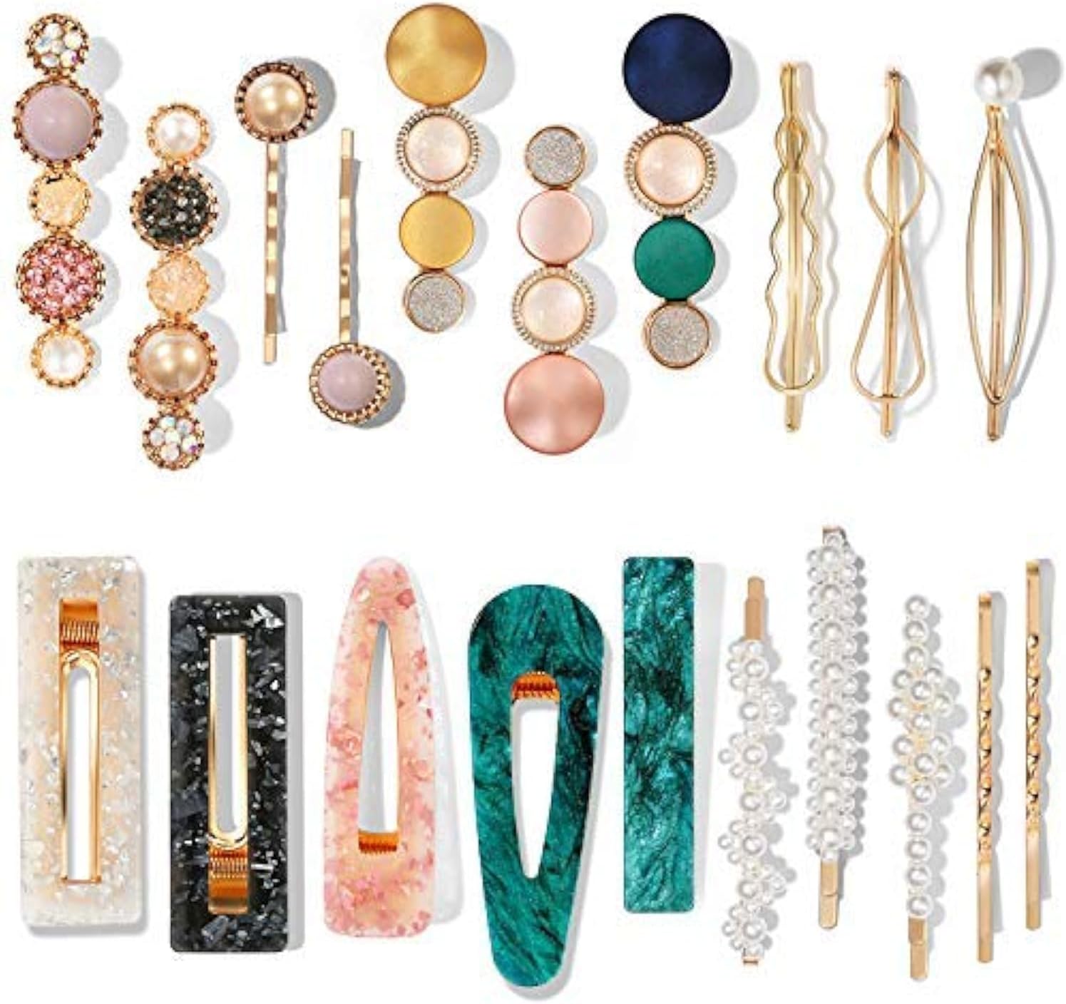 Set de 20 pinces à cheveux en résine acrylique perlée : pour un style bohème élégant des femmes et des filles en toutes occasions