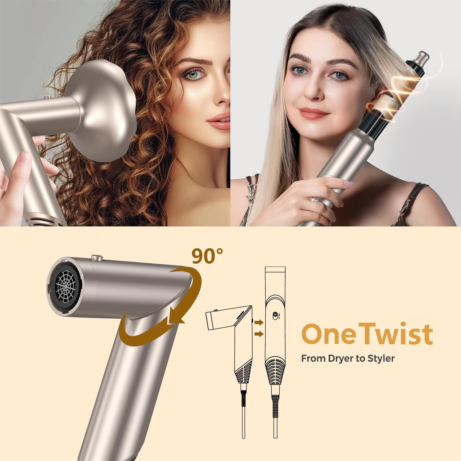 Air Styler 6 en 1 : brosse chauffante et souffleuse pour un brushing parfait des cheveux des femmes – Image 2