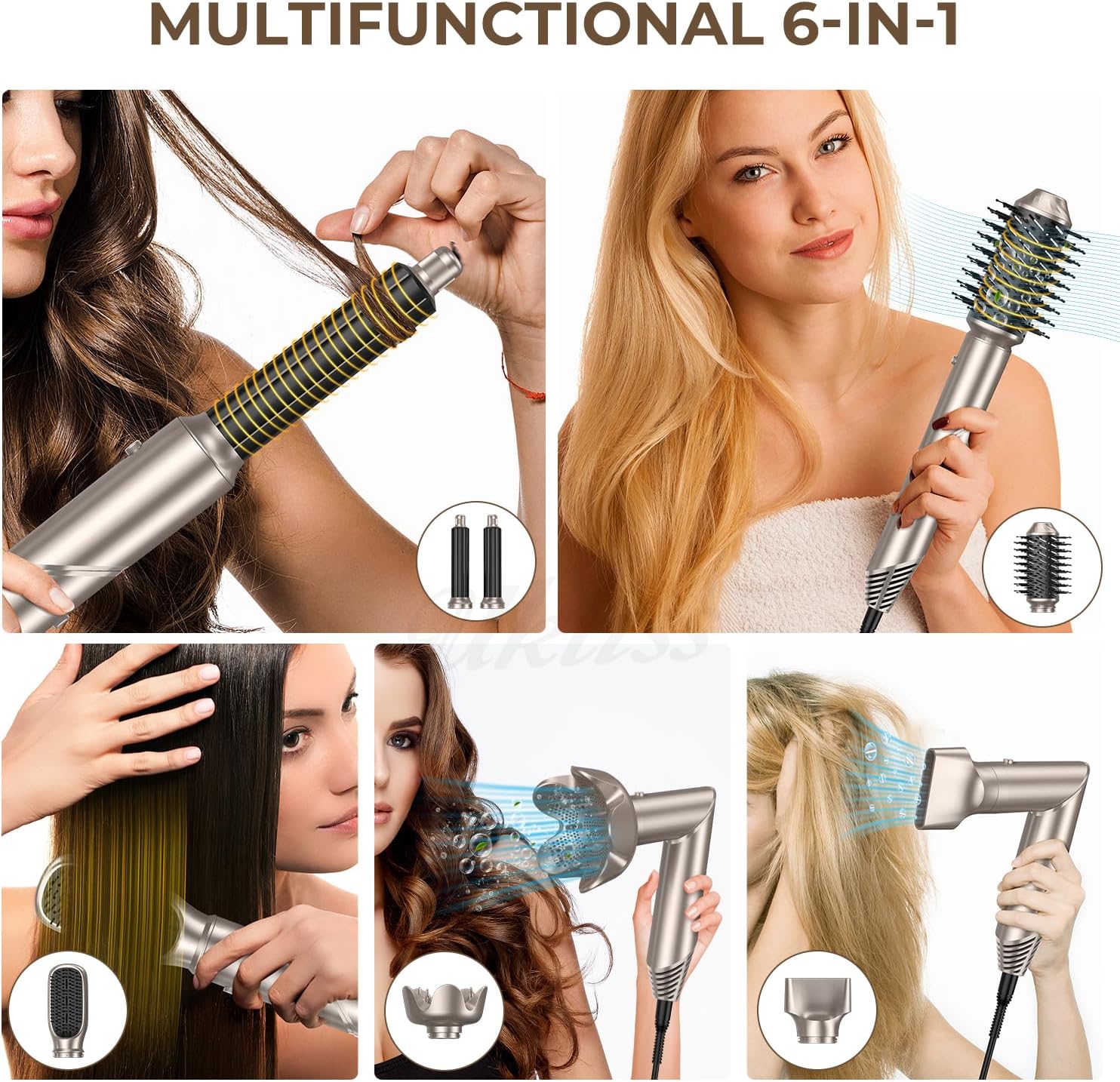Air Styler 6 en 1 : brosse chauffante et souffleuse pour un brushing parfait des cheveux des femmes – Image 6