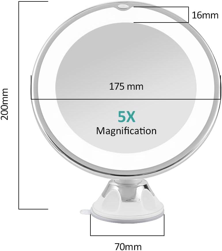 Miroir de rasage grossissant x 5 avec lumière : l'allié idéal pour les voyageurs soucieux de leur look – Image 7