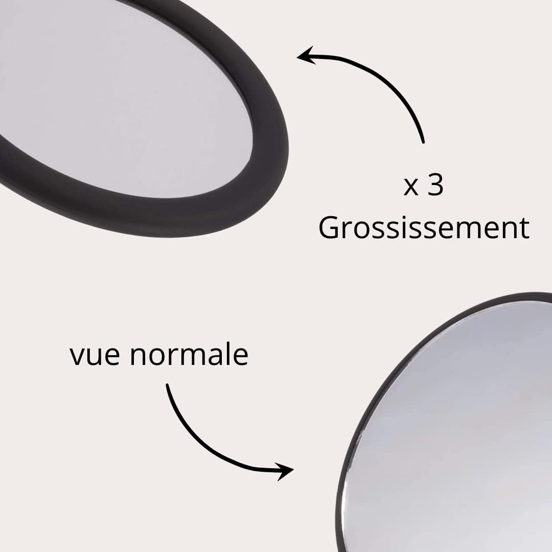 Double face : miroir de maquillage rond noir pour un maquillage et une coiffure parfaits – Image 4