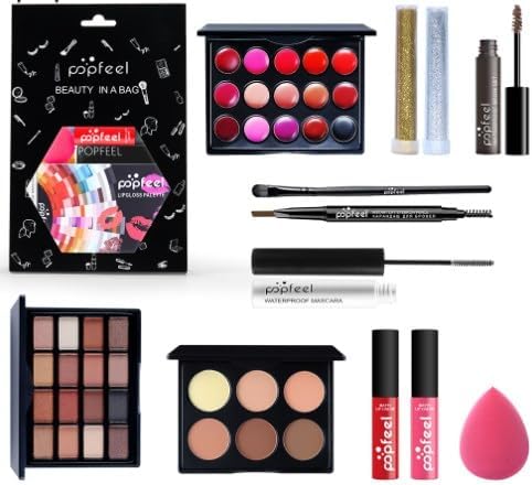 Ensemble de maquillage tout-en-un : kit portable de 12 pièces pour femmes et filles, idéal pour un look parfait à tout moment