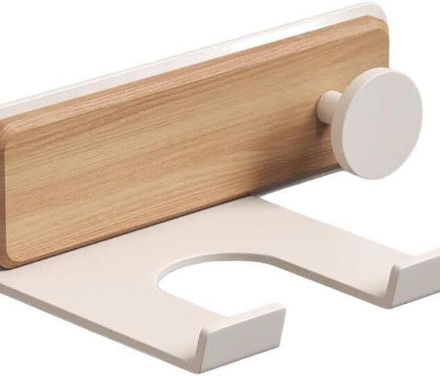 Support sèche-cheveux mural en aluminium et bois : solution élégante pour hôtels et salles de bain