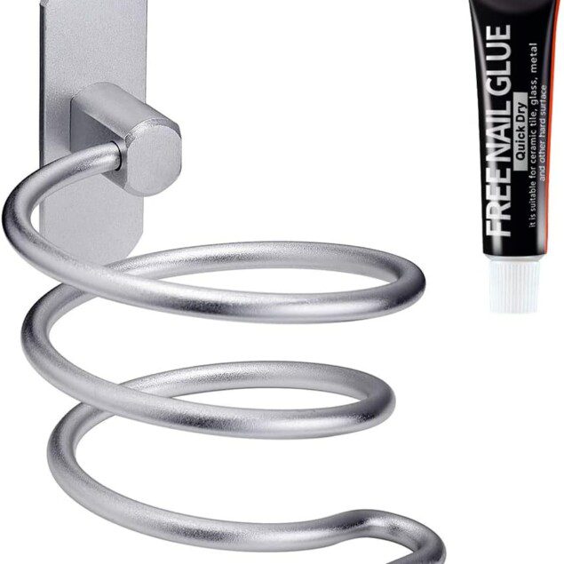 Porte sèche-cheveux mural en aluminium : support pratique pour salle de bain et cuisine   Optimisez votre espace avec ce support élégant qui maintient votre sèche-cheveux en ordre tout en ajoutant une touche moderne à votre salle de bain ou cuisine.