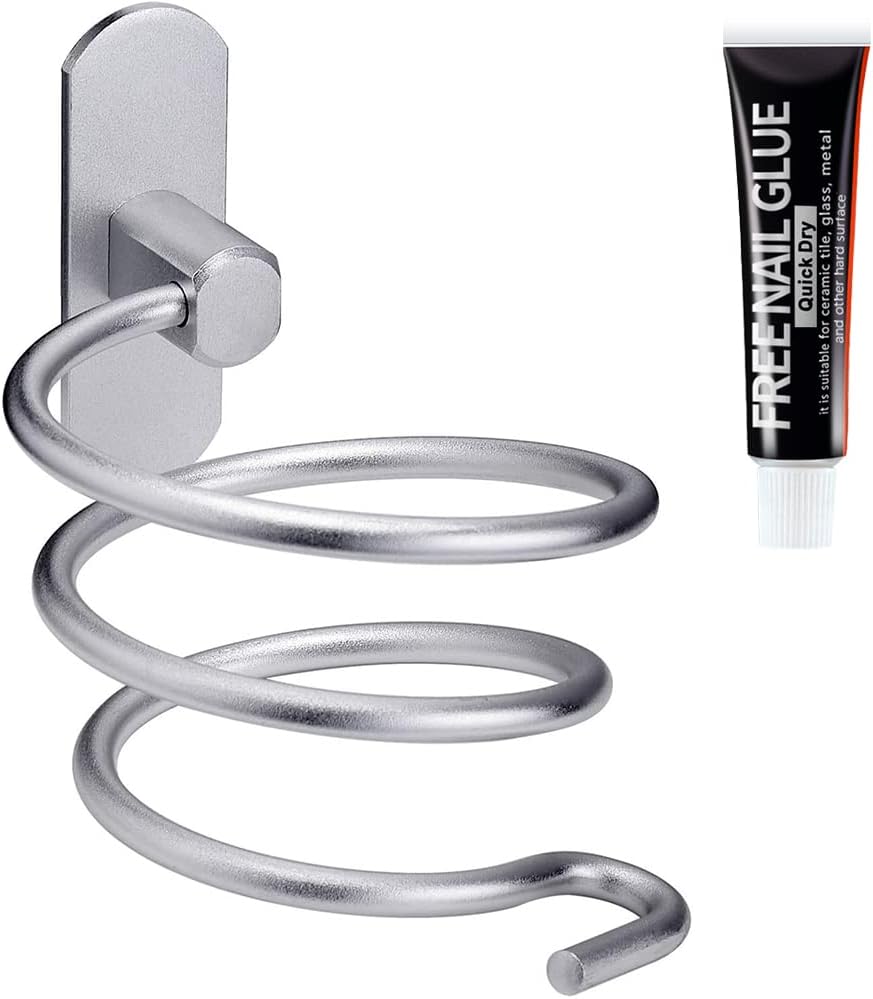 Porte sèche-cheveux mural en aluminium : support pratique pour salle de bain et cuisine   Optimisez votre espace avec ce support élégant qui maintient votre sèche-cheveux en ordre tout en ajoutant une touche moderne à votre salle de bain ou cuisine.