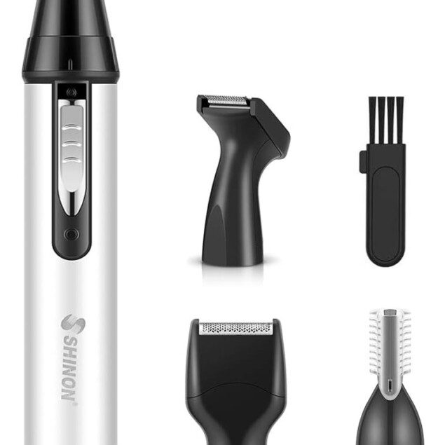 Tondeuse 4 en 1 pour hommes : l'alliée parfaite pour un grooming impeccable  Découvrez la tondeuse nez, oreilles, barbe et sourcils, USB rechargeable et imperméable, avec des lames à double tranchant pour une coupe précise et sans effort.