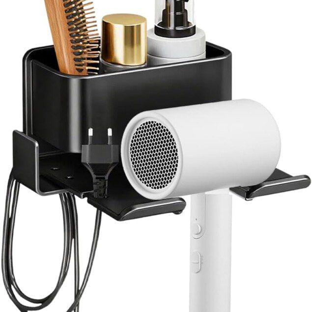 Support de sèche-cheveux sans perçage : pratique et élégant pour une salle de bain parfaitement organisée