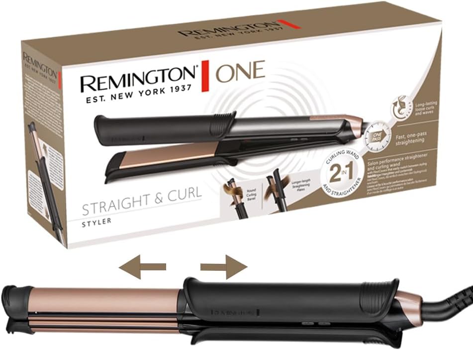 Lisseur et boucleur cheveux 2-en-1 : l'outil parfait pour vos coiffures élégantes Découvrez le Remington ONE avec embouts flexibles en céramique et contrôle de température