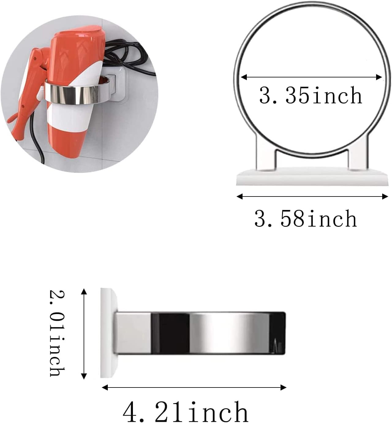 Organisateur de salle de bain : ensemble de stockage pour sèche-cheveux avec installation autocollante, idéal pour un salon de coiffure élégant – Image 4
