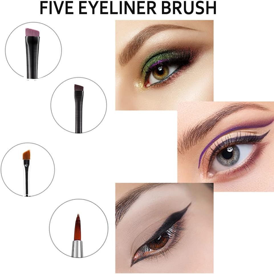Pinceaux de maquillage biseautés : 5 pinceaux eyeliner inclinés pour un regard sublimé et précis – Image 6