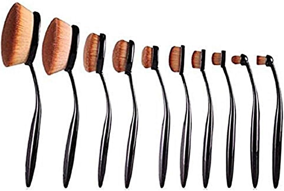 Lot de 10 pinceaux de maquillage ovales : l'outil parfait pour un teint impeccable