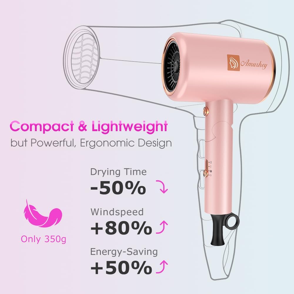 Sèche-cheveux ionique 2400W : l'outil de coiffure léger et pliable pour un séchage rapide et efficace – Image 8