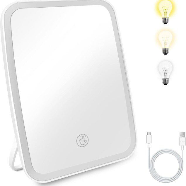 Miroir de maquillage éclairé : le compagnon idéal pour les passionnées de beauté   Pour un maquillage parfait, optez pour ce miroir cosmétique portable à éclairage LED avec trois couleurs et réglage de luminosité