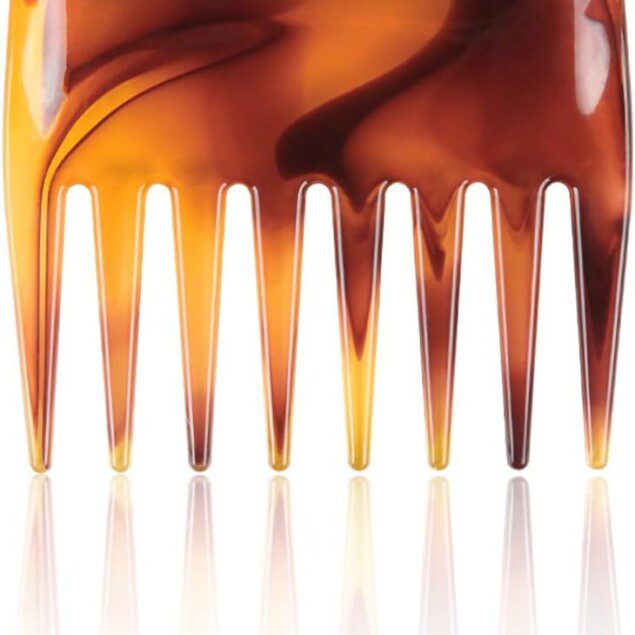 Peigne à dents larges ambré : l'outil idéal pour les cheveux bouclés des femmes et des hommes   Résistant à la chaleur et antistatique pour une coiffure parfaite en toute simplicité