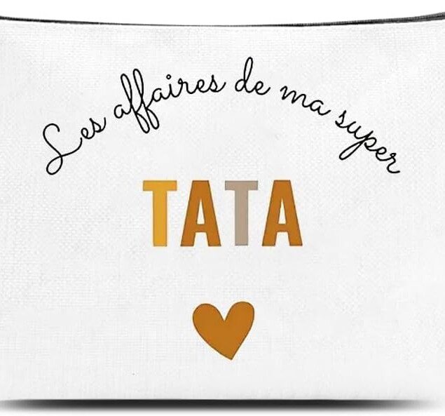 Cadeau tata : trousse à maquillage élégante pour faire plaisir à votre tante   Idéale pour un anniversaire ou une annonce de grossesse, cette pochette saura séduire toutes les femmes.