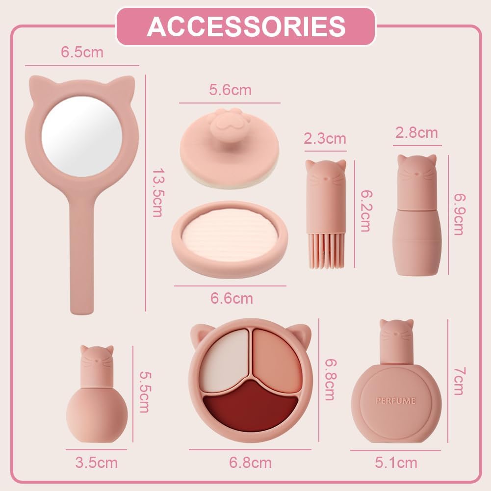 Jouets de maquillage en silicone : un ensemble royal pour les petites princesses en herbe Offrez à votre fille un moment ludique et créatif avec cet ensemble de maquillage, idéal pour les anniversaires et Noël – Image 2