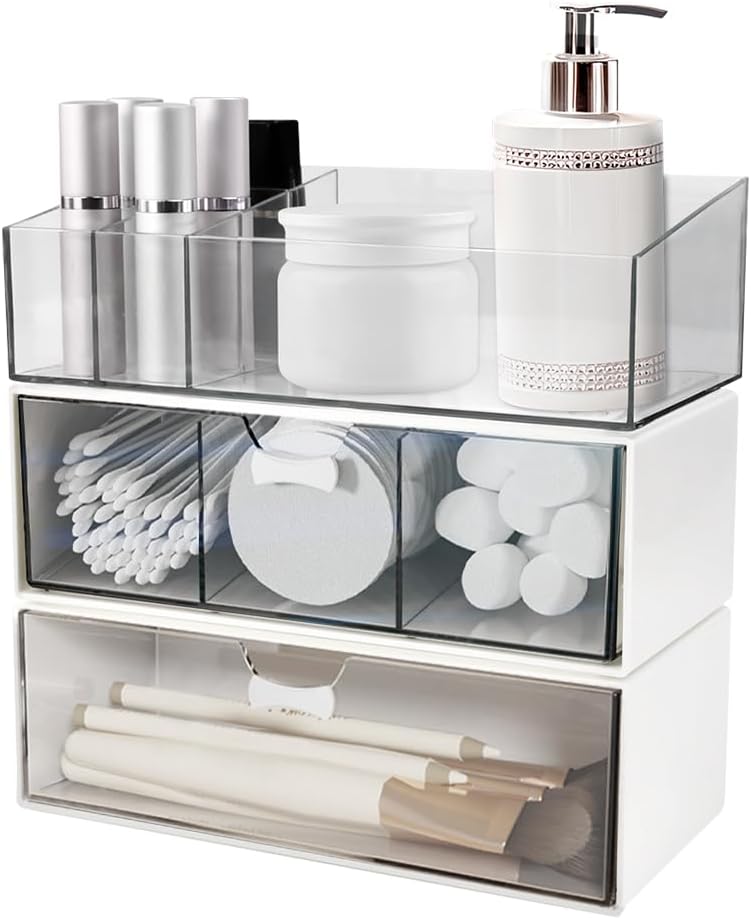 Boîte de rangement maquillage pour un rangement élégant : organisateur acrylique 3 étages, idéal pour chambre à coucher et salle de bain – Image 8