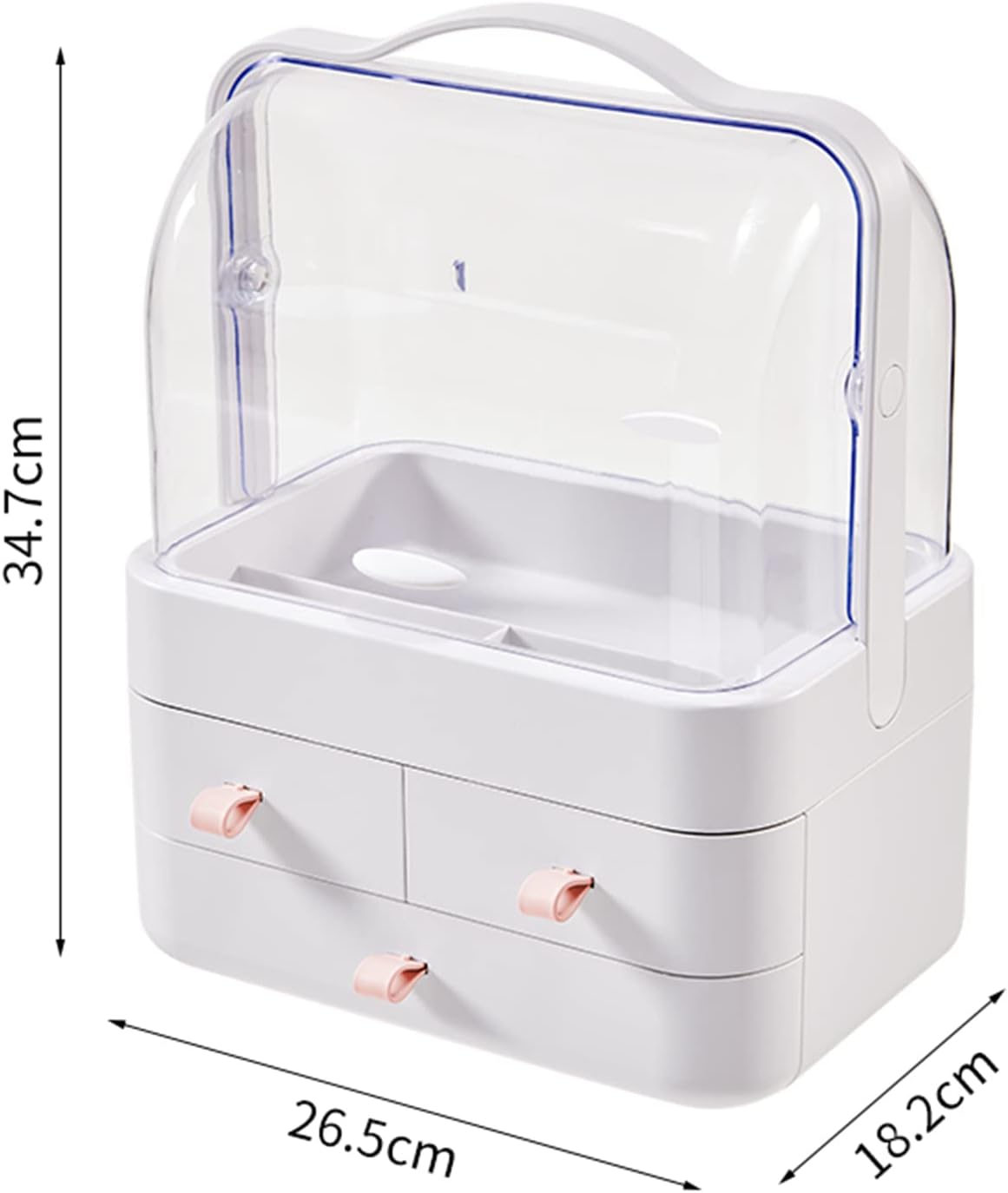 Rangement maquillage : organisateur avec tiroirs et couvercle transparent pour coiffeuse et salle de bain, idéal comme cadeau de Noël – Image 3