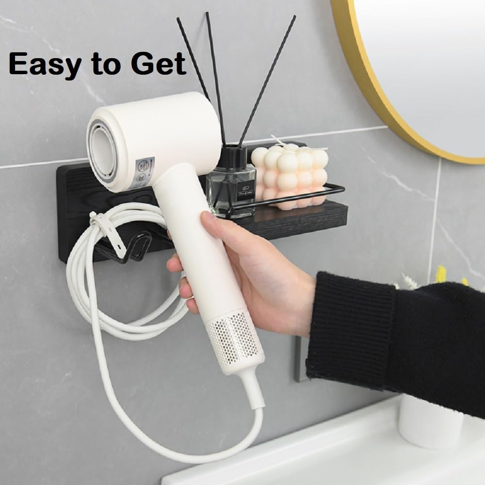 Support sèche cheveux mural en bois : l’accessoire idéal pour une salle de bain élégante et organisée – Image 7