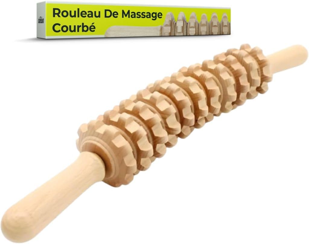 Masseur anti-cellulite en bois : le rouleau courbé idéal pour un soulagement musculaire et une relaxation totale
