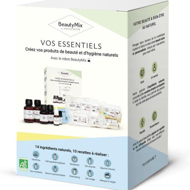 Coffret "Vos Essentiels" : la routine cosmétique maison idéale pour les adeptes du DIY Réalisez facilement 10 recettes naturelles d'hygiène avec le Robot BeautyMix