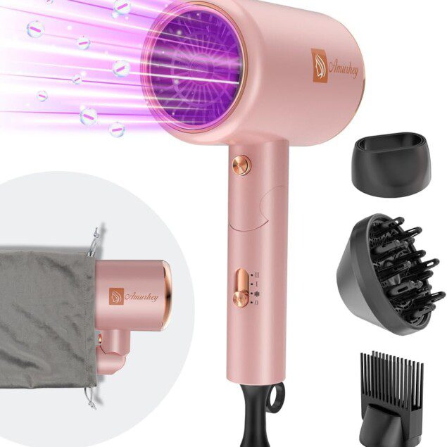 Sèche-cheveux ionique 2400W : l'outil de coiffure léger et pliable pour un séchage rapide et efficace