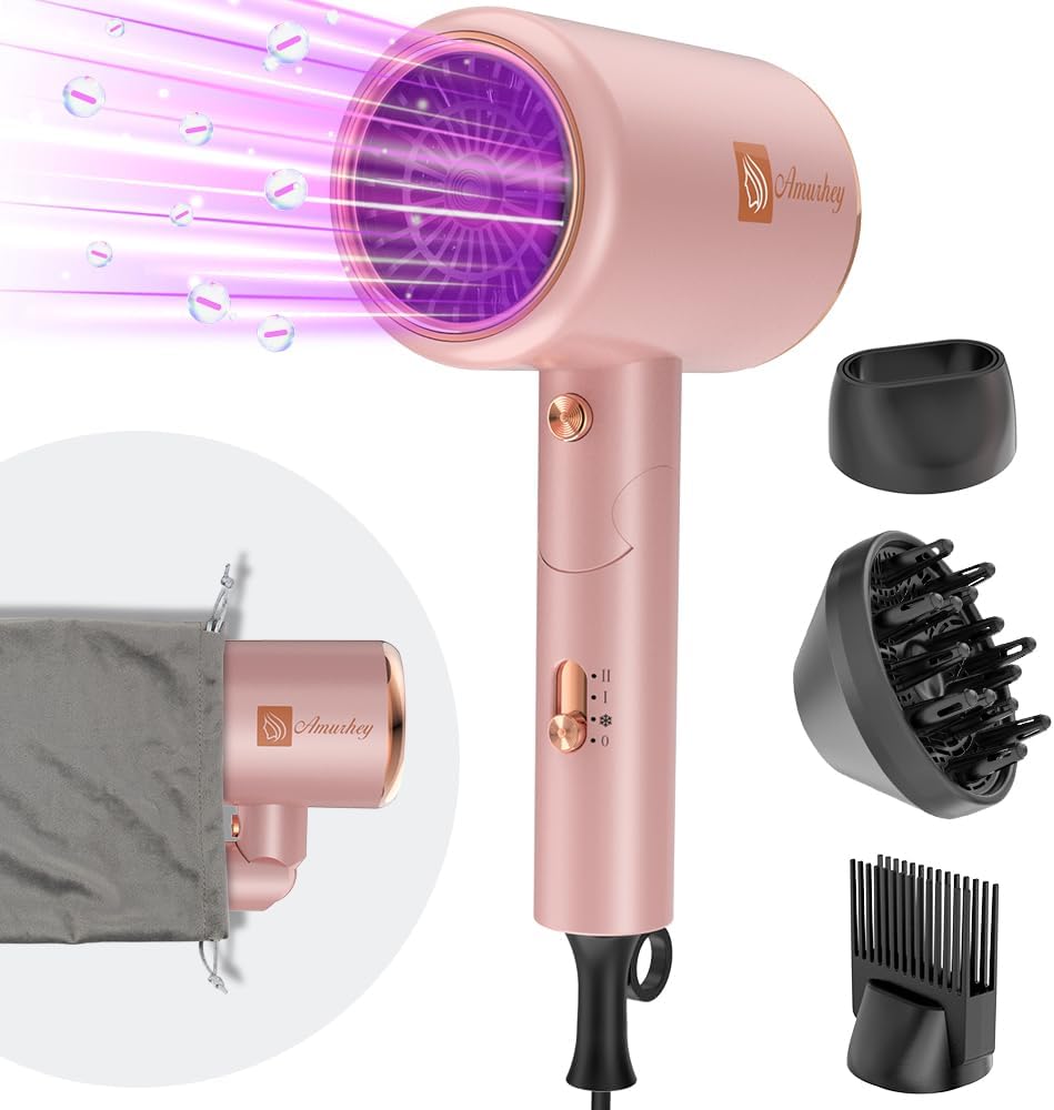 Sèche-cheveux ionique 2400W : l'outil de coiffure léger et pliable pour un séchage rapide et efficace