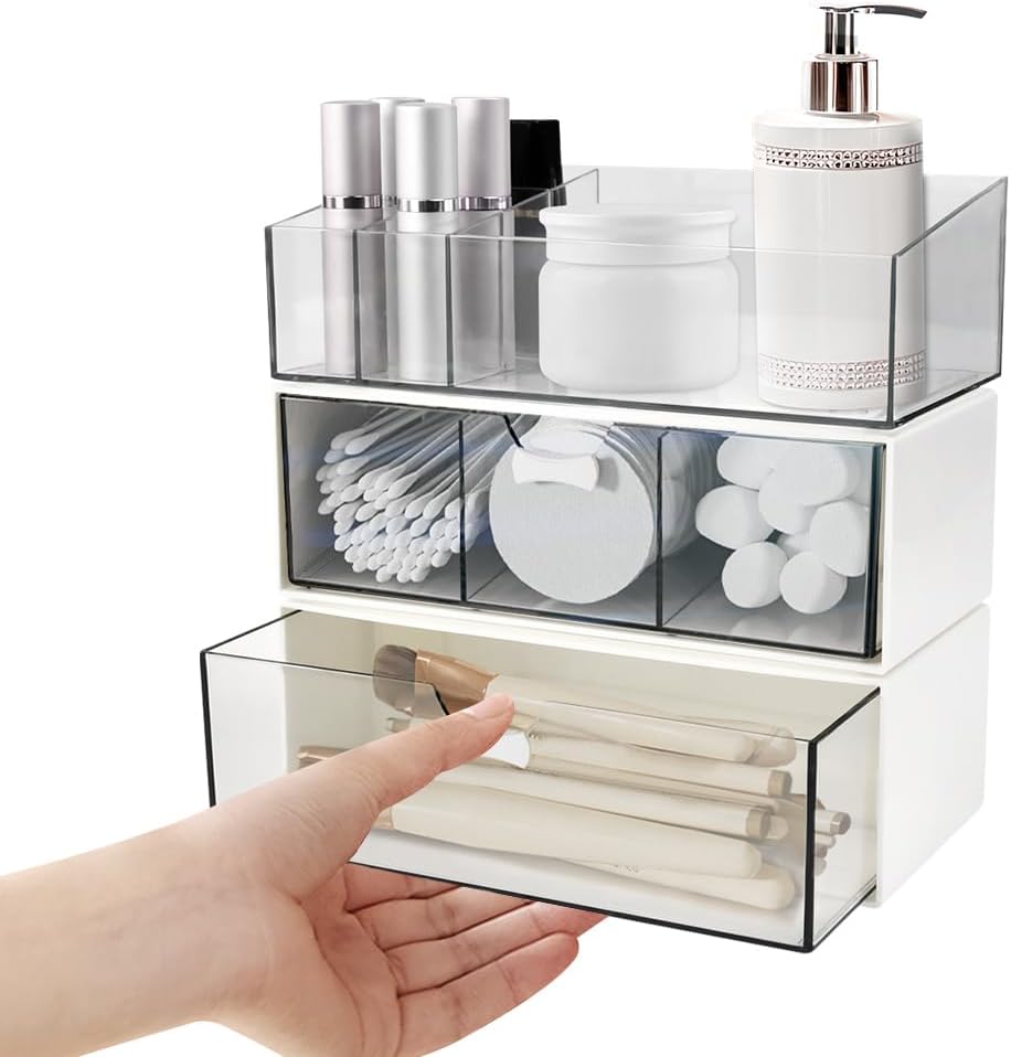 Boîte de rangement maquillage pour un rangement élégant : organisateur acrylique 3 étages, idéal pour chambre à coucher et salle de bain