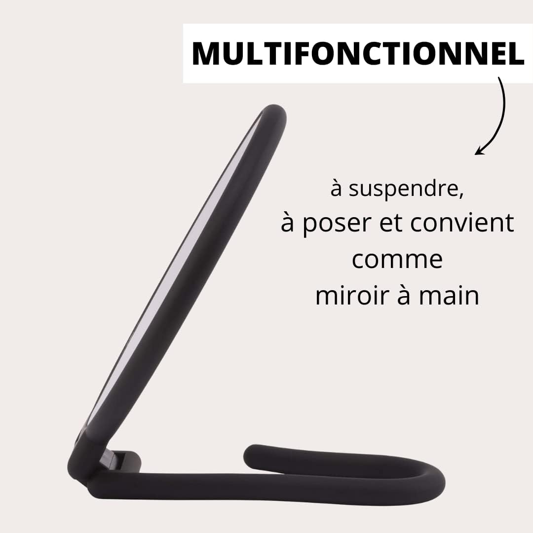 Double face : miroir de maquillage rond noir pour un maquillage et une coiffure parfaits – Image 3