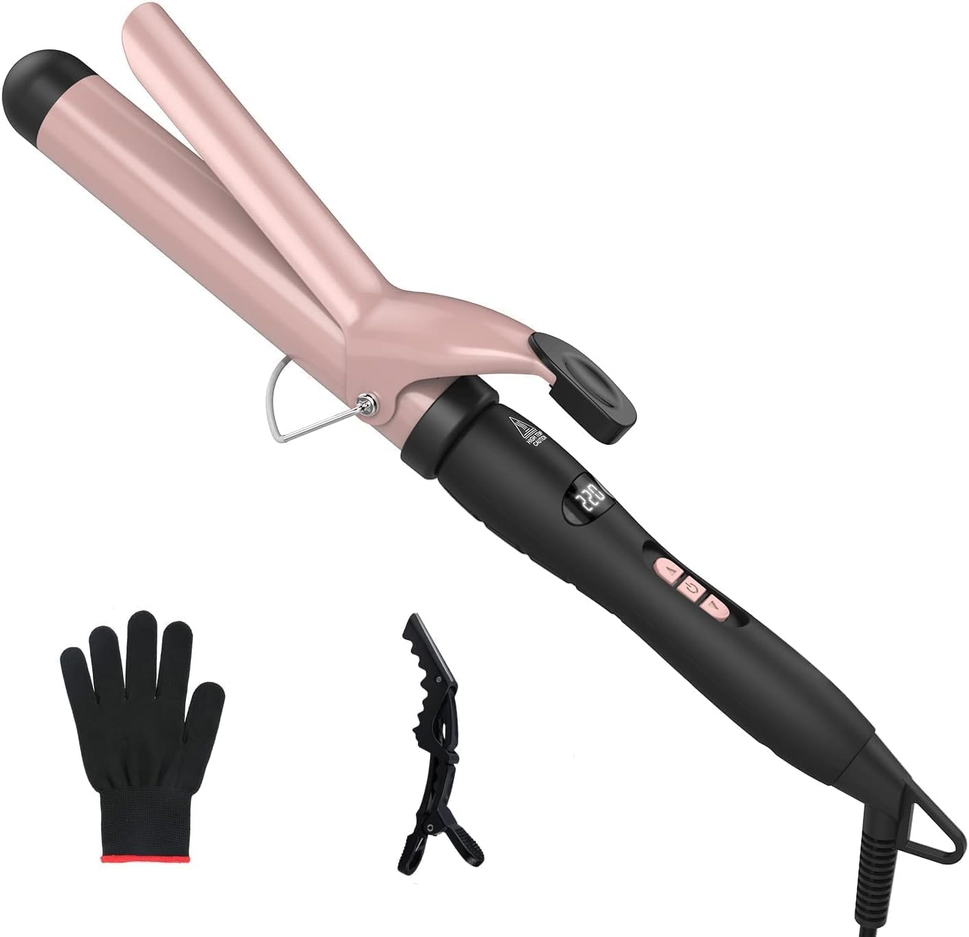 Fer à friser 32 mm : boucleur automatique en céramique pour des ondulations parfaites et durables Température réglable, chauffage rapide et gant résistant à la chaleur pour un coiffage en toute sécurité