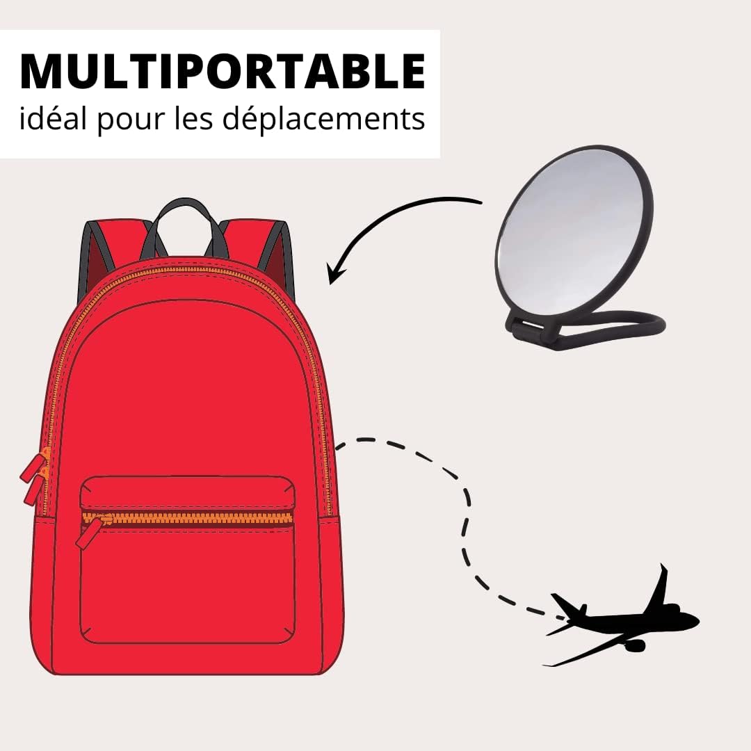 Double face : miroir de maquillage rond noir pour un maquillage et une coiffure parfaits – Image 6