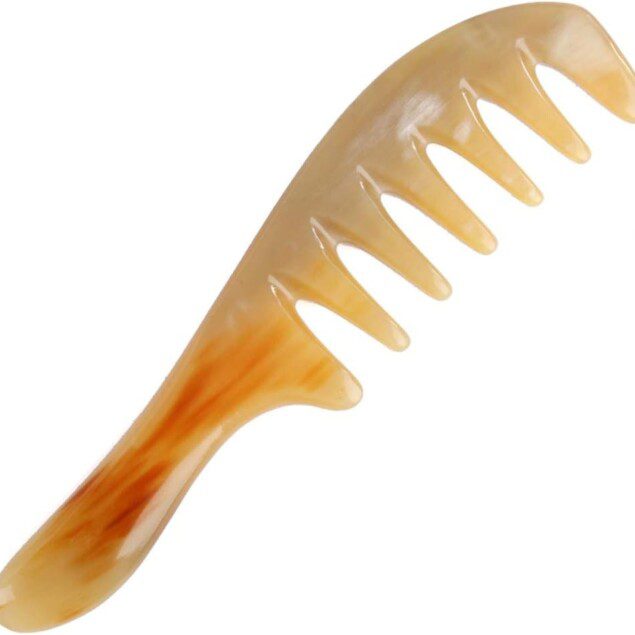 Peigne en corne de yak naturelle : l'allié idéal pour hommes et femmes aux cheveux bouclés, pour prévenir la perte de cheveux