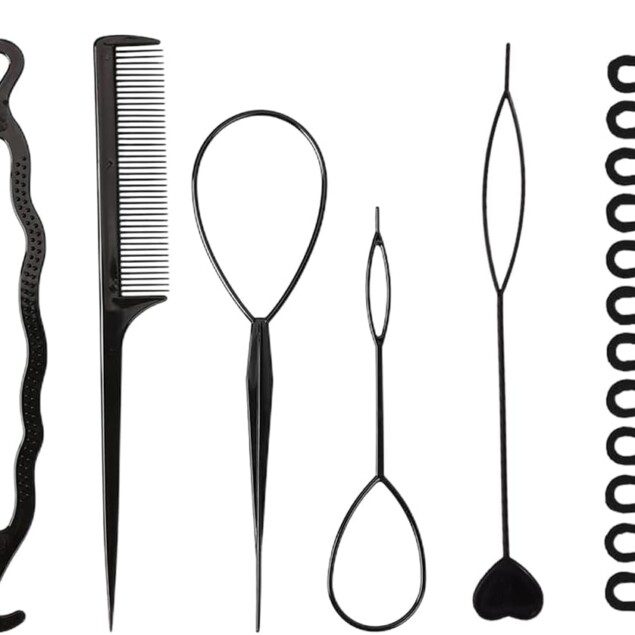 Kit de coiffure de 6 pièces : outil pratique pour créer des tresses élégantes et des queues de cheval parfaites