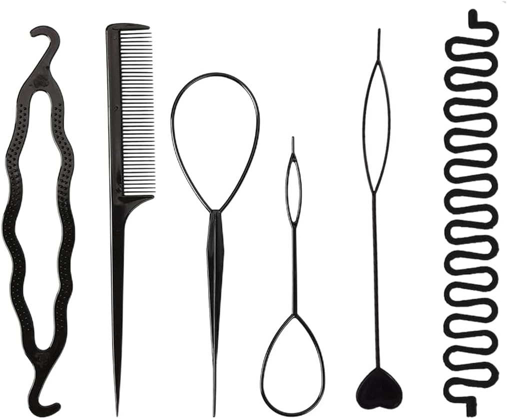 Kit de coiffure de 6 pièces : outil pratique pour créer des tresses élégantes et des queues de cheval parfaites