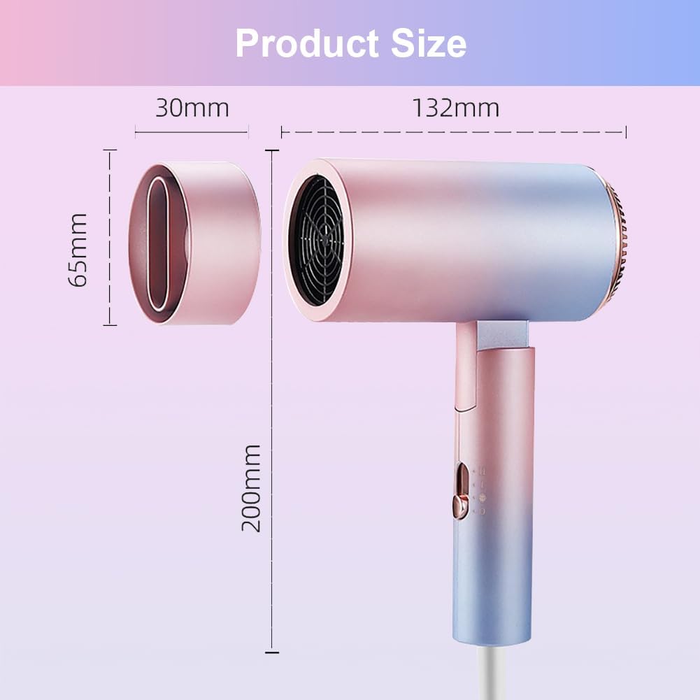 Sèche-cheveux pliable 1500W : l’accessoire idéal pour les voyages et la maison Profitez de coiffures impeccables avec ce sèche-cheveux léger et portable, doté de 3 modes réglables – Image 2