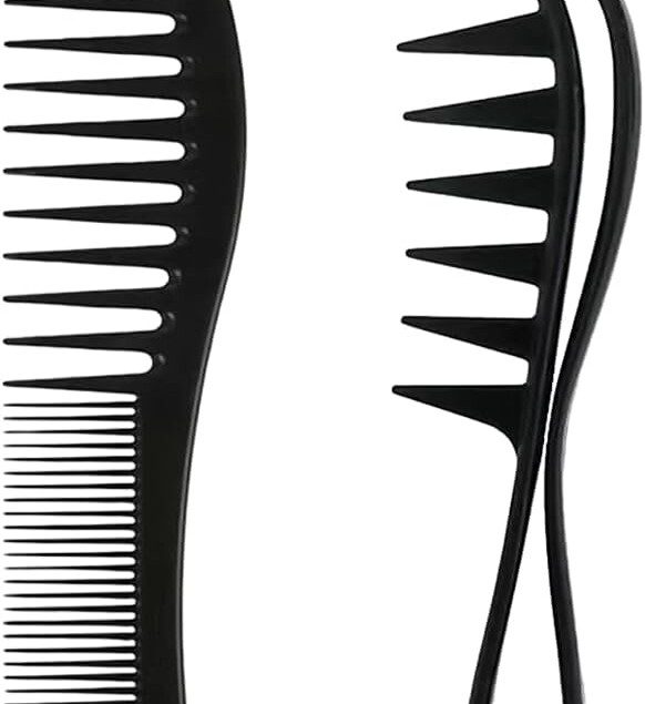 Peigne à dents larges : ensemble de 2 pièces pour tous les types de cheveux, idéal pour dompter les boucles et éviter l'électricité statique