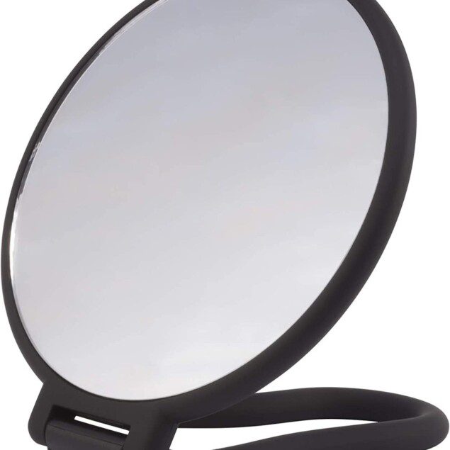 Double face : miroir de maquillage rond noir pour un maquillage et une coiffure parfaits