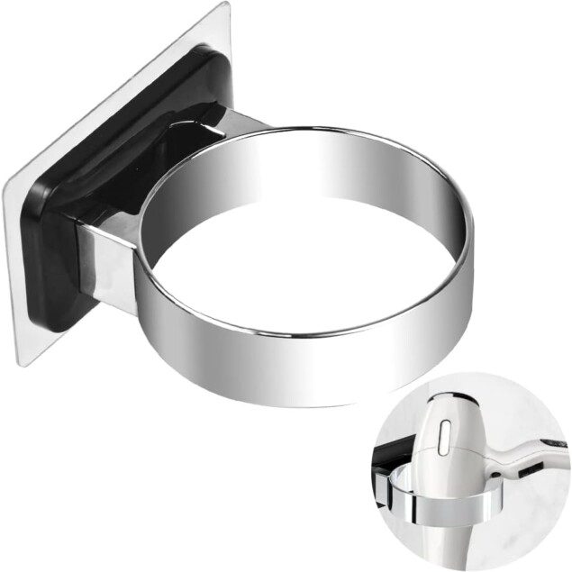 Porte sèche cheveux mural adhésif : l'accessoire parfait pour un rangement pratique et élégant Idéal pour les salles de bains, support universel sans perçage pour un style épuré