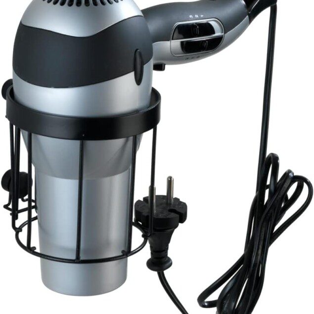 Porte-sèche-cheveux Classic Plus noir : le choix idéal pour une salle de bain élégante et organisée