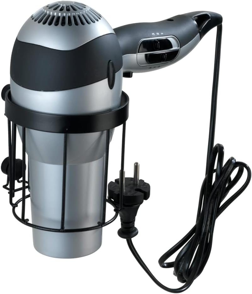 Porte-sèche-cheveux Classic Plus noir : le choix idéal pour une salle de bain élégante et organisée