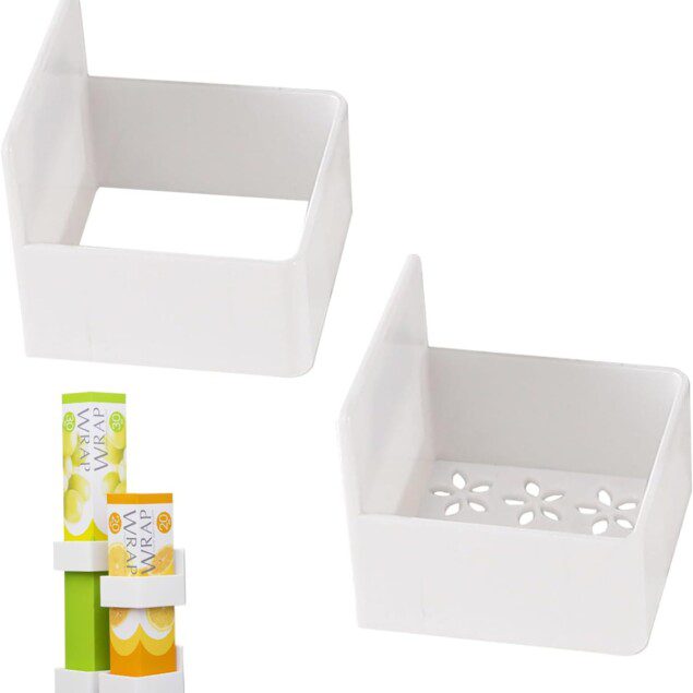 Organisateur de film alimentaire : support mural pratique pour cuisine et salle de bain Étagères adhésives sans perçage pour un rangement élégant et efficace
