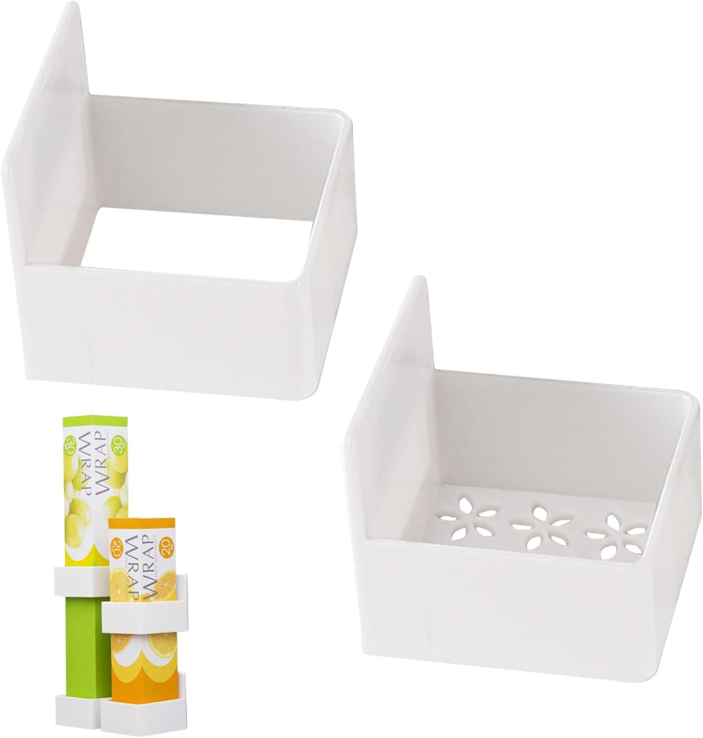 Organisateur de film alimentaire : support mural pratique pour cuisine et salle de bain Étagères adhésives sans perçage pour un rangement élégant et efficace