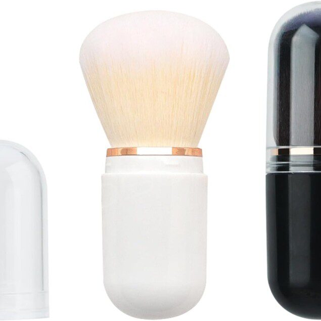 Pinceaux de maquillage rétractables : lot de 2 pour un teint parfait en voyage Idéal pour fond de teint, poudre et blush avec couvercle pratique