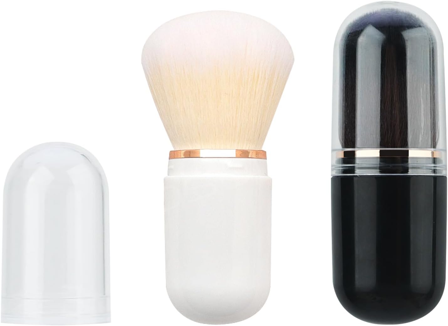 Pinceaux de maquillage rétractables : lot de 2 pour un teint parfait en voyage Idéal pour fond de teint, poudre et blush avec couvercle pratique