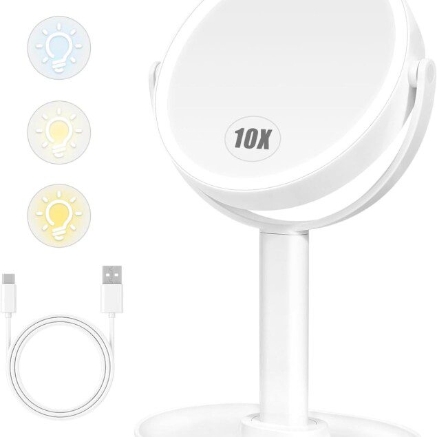 Miroir maquillage LED : l'allié parfait pour vos routines beauté

Découvrez le miroir grossissant lumineux 1X / 10X, idéal pour les passionnées de maquillage. Grâce à sa rotation à 360° et ses trois couleurs de lumière, cet accessoire vous permettra d'ajuster la luminosité selon vos besoins, pour un maquillage impeccable à chaque utilisation. Offrez-vous une expérience de beauté raffinée et pratique avec ce miroir sur pied, doté de 80 perles lumineuses pour un reflet éclatant.