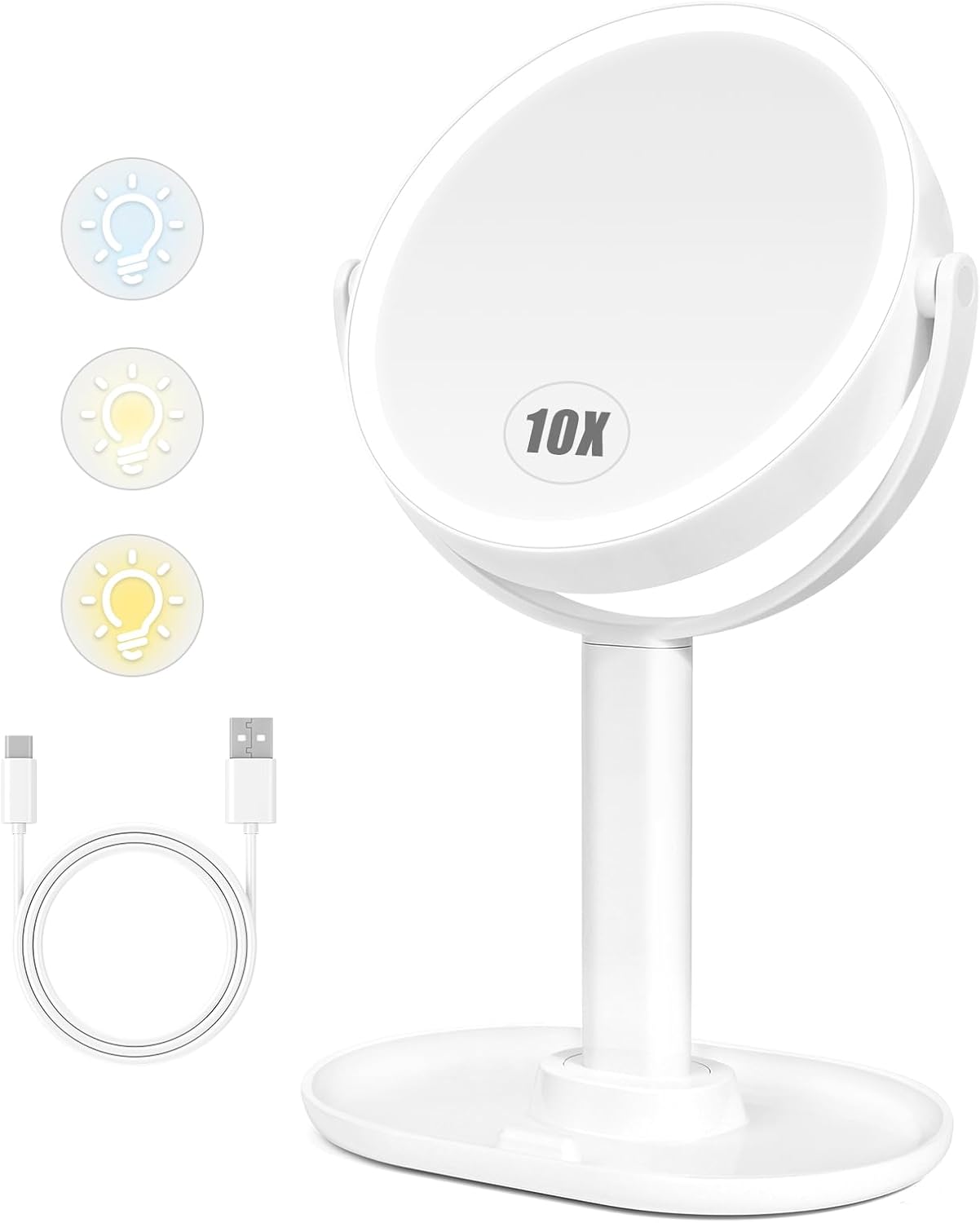 Miroir maquillage LED : l'allié parfait pour vos routines beauté

Découvrez le miroir grossissant lumineux 1X / 10X, idéal pour les passionnées de maquillage. Grâce à sa rotation à 360° et ses trois couleurs de lumière, cet accessoire vous permettra d'ajuster la luminosité selon vos besoins, pour un maquillage impeccable à chaque utilisation. Offrez-vous une expérience de beauté raffinée et pratique avec ce miroir sur pied, doté de 80 perles lumineuses pour un reflet éclatant.