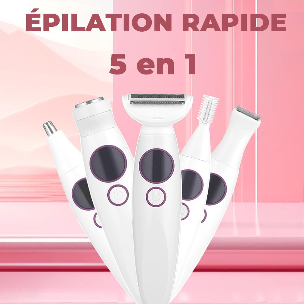 Rasoir Elios Femme 5 en 1 : le compagnon idéal pour une épilation douce et efficace Pour les femmes en quête de polyvalence, ce rasoir électrique étanche IPX7 offre une utilisation wet & dry, un affichage numérique et un chargeur USB pour un entretien facile de tout le corps. – Image 2
